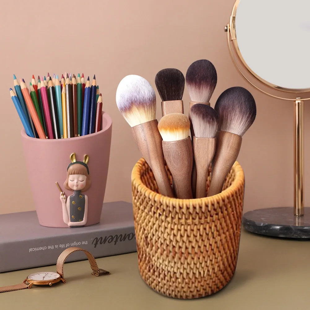 Handmade Rattan Storage Box Cosmetic Pen Holder Tea Ceremony Accessories Tableware Storage Decoration Household Storage Basket