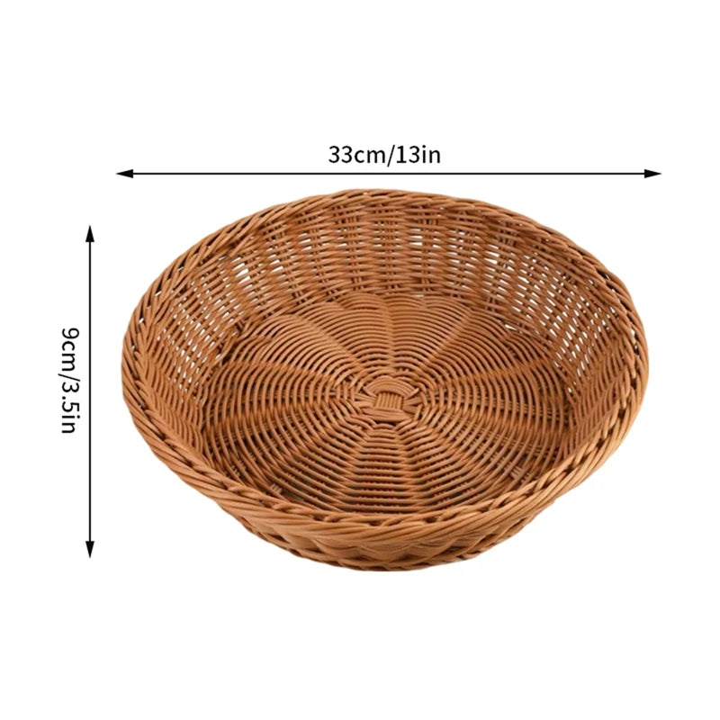 Imitation Rattan Basket Woven Wicker Baskets Outdoor Picnic Bread Snacks Tray Handwoven Sundries Storage Box for Home Hotel