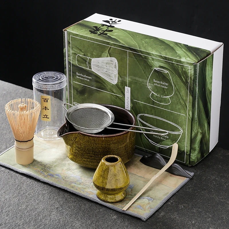 7pcs 4pcs Japanese Matcha Set Handmade Home Easy Clean Bowl Bamboo Whisk Teaspoon Tea Sets Tea Making Tools Accessories Ceremony