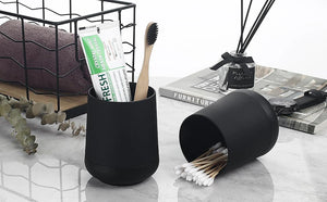 Matte Black toothbrush holders for bathrooms with silicon boot, Modern tooth brushing and toothpaste holder cup for bathroom Org