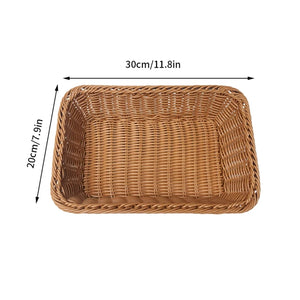 Imitation Rattan Basket Woven Wicker Baskets Outdoor Picnic Bread Snacks Tray Handwoven Sundries Storage Box for Home Hotel