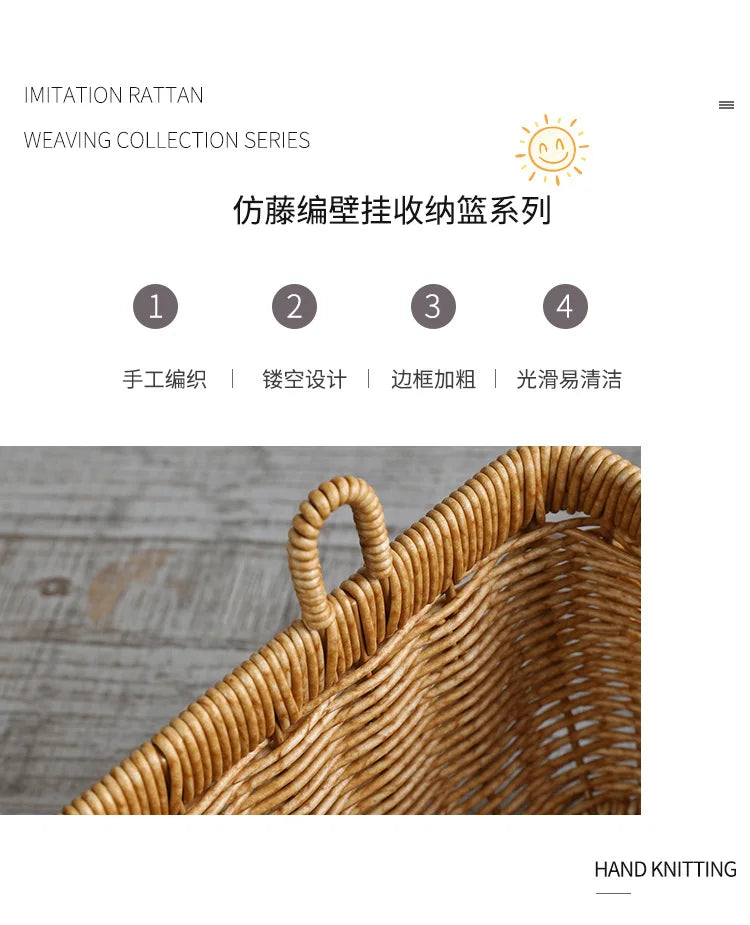 Wall Hanging Storage Basket Container Decorative Basket Hand Woven Kitchen Storage Basket for Garden Flower Pot Living Room