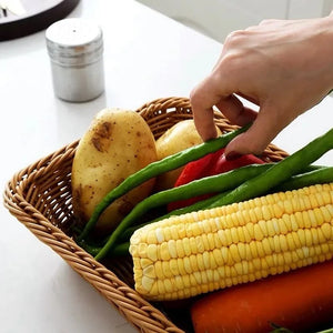 Imitation Rattan Basket Woven Wicker Baskets Outdoor Picnic Bread Snacks Tray Handwoven Sundries Storage Box for Home Hotel