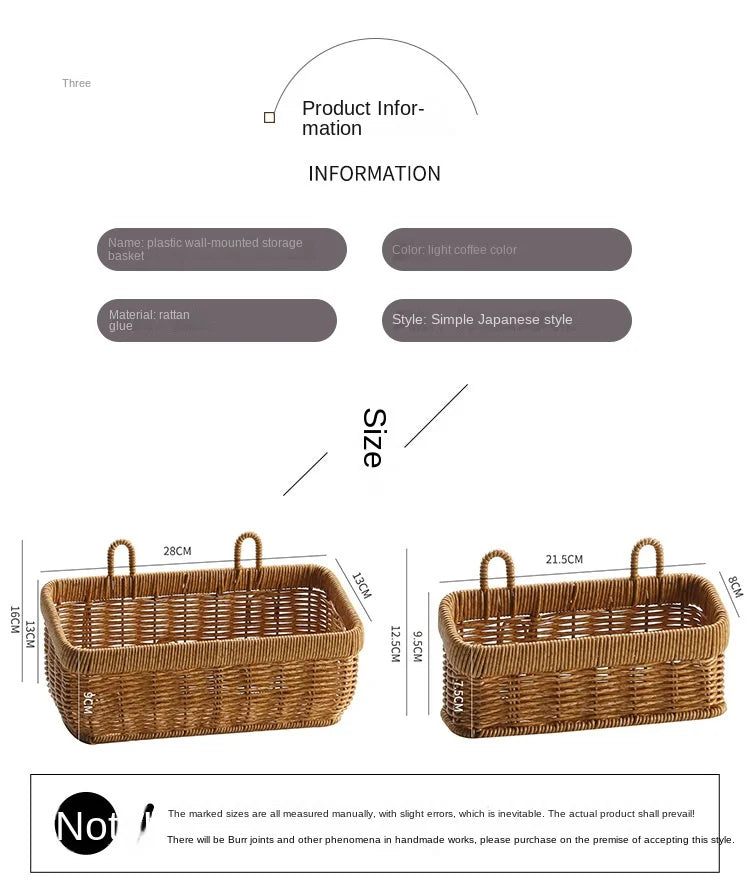 Wall Hanging Storage Basket Container Decorative Basket Hand Woven Kitchen Storage Basket for Garden Flower Pot Living Room