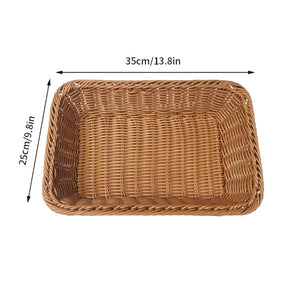 Imitation Rattan Basket Woven Wicker Baskets Outdoor Picnic Bread Snacks Tray Handwoven Sundries Storage Box for Home Hotel