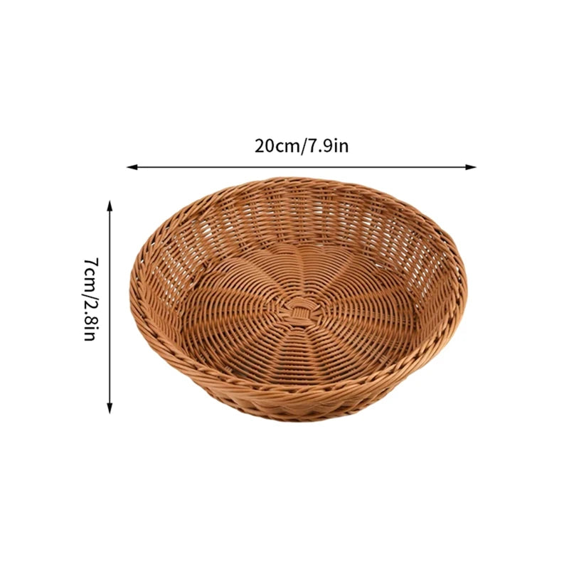 Imitation Rattan Basket Woven Wicker Baskets Outdoor Picnic Bread Snacks Tray Handwoven Sundries Storage Box for Home Hotel