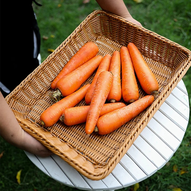 Imitation Rattan Basket Woven Wicker Baskets Outdoor Picnic Bread Snacks Tray Handwoven Sundries Storage Box for Home Hotel