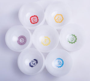 Chakra Design White Cryrstal Singing Bowls