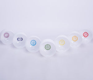 Chakra Design White Cryrstal Singing Bowls